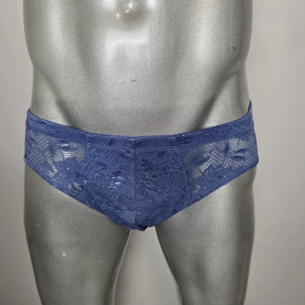 Cosabella Mens Never Say Never Lace Briefs Blue Low Rise‎ Italian Floral Lace M